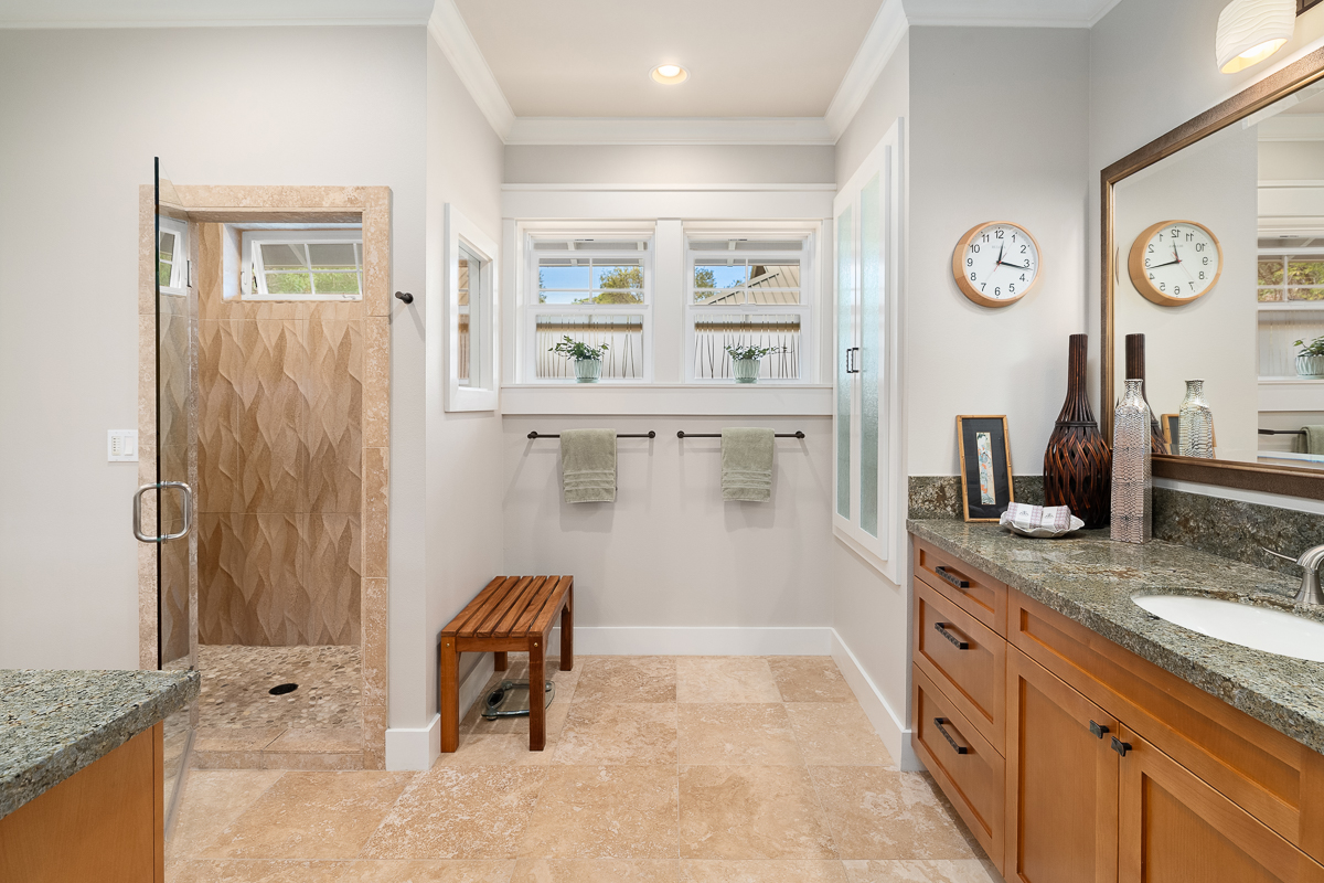 65-1288 Hoku Road Kamuela, HI 96743 - Photo 12 of 29 a bathroom with a granite countertop sink and a mirror