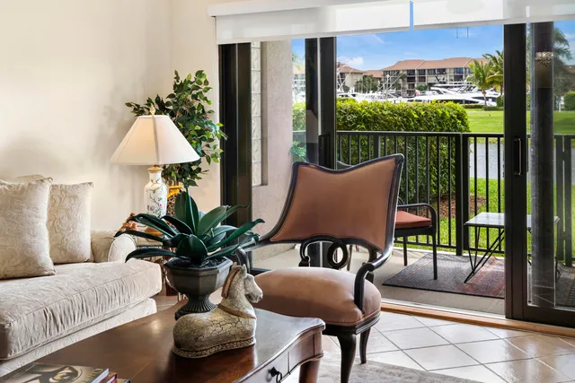 a balcony with furniture