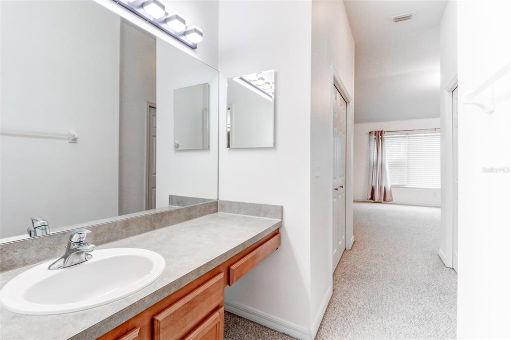 6243 Duck Key Court Tampa, FL 33625 - Photo 24 of 38 a en suite bathroom with a granite countertop sink and a mirror