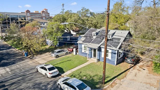 an aerial view of a house