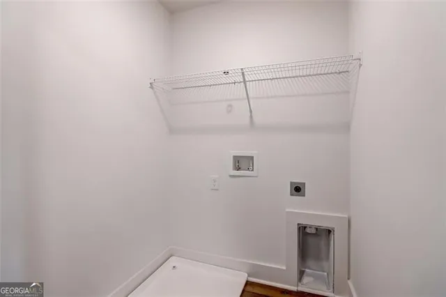 a view of small space with racks on the wall