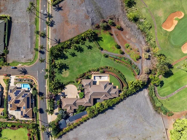 an aerial view of a house