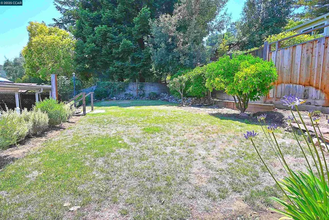 a backyard of a house with lots of green space