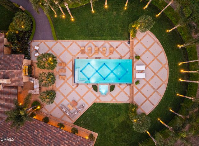 an aerial view of a house