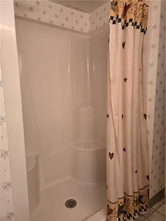 a bathroom with a shower