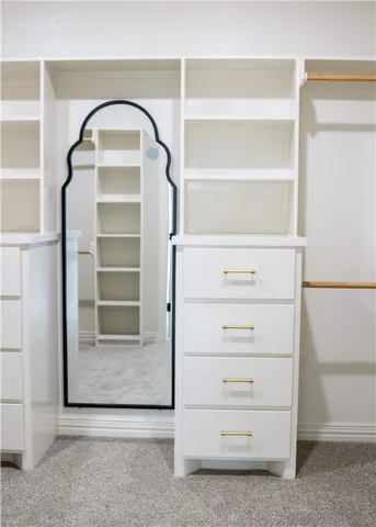 a view of an empty walk in closet