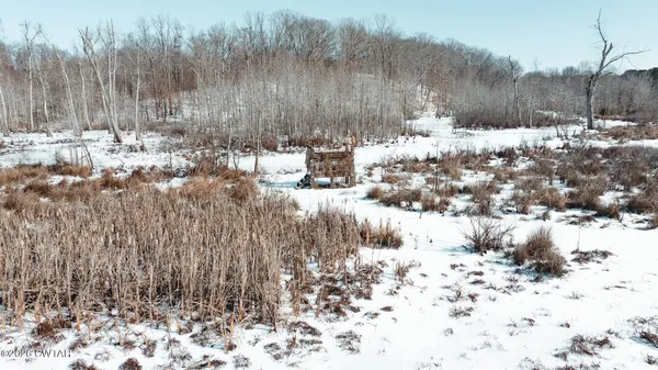 a view of a lake with a big yard