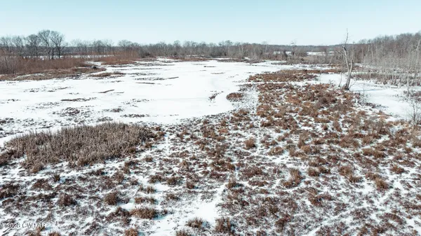 a view of a yard covered in snow