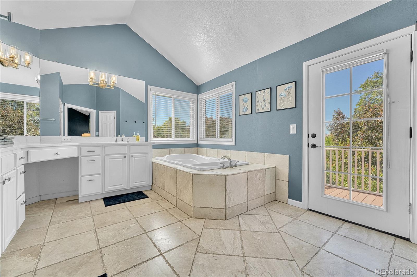 6722 Eagle Place Highlands Ranch, CO 80130 - Photo 23 of 47 a bathroom with a tub a sink and mirror