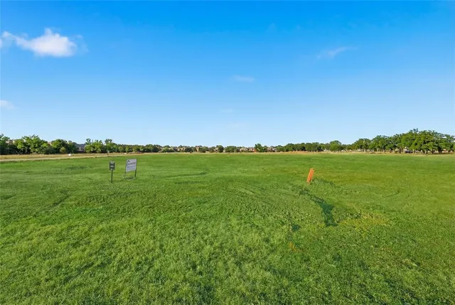 a view of a field with an ocean