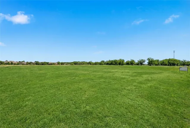 a view of a field with an ocean