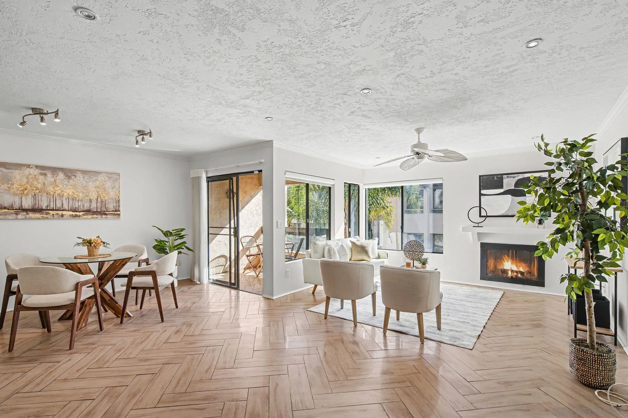 6757 Friars Road, Unit 21 San Diego, CA 92108 - Photo 2 of 40 a living room with furniture and a fireplace