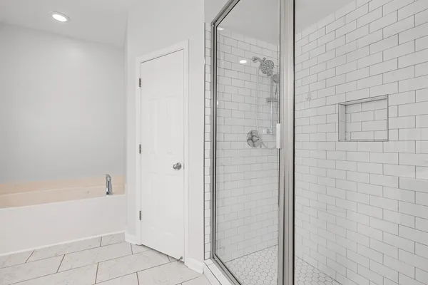 a bathroom with a bathtub