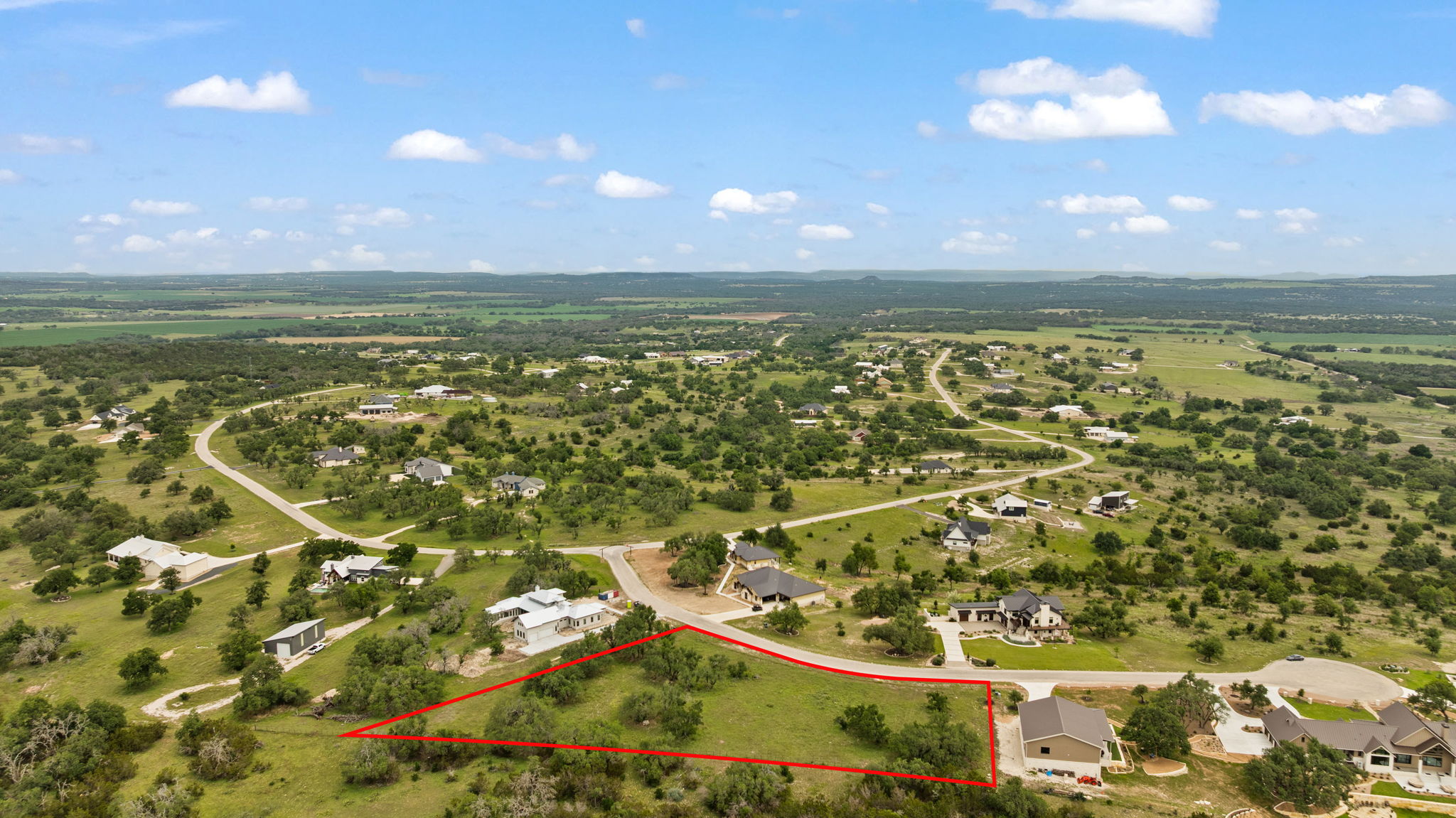 120 Trophy Oak Point Fredericksburg, TX 78624 - Photo 14 of 33 Aerial overview of property's location with property parcel outlined