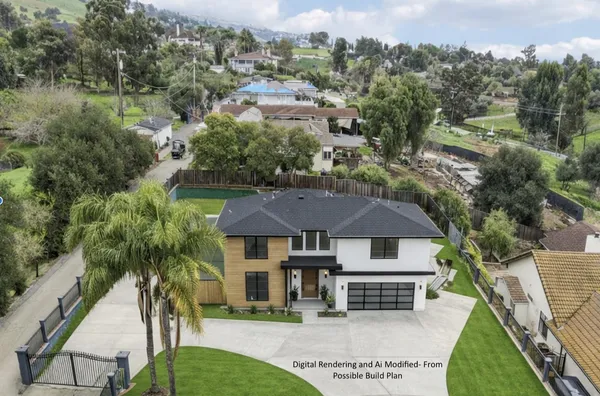 an aerial view of a house