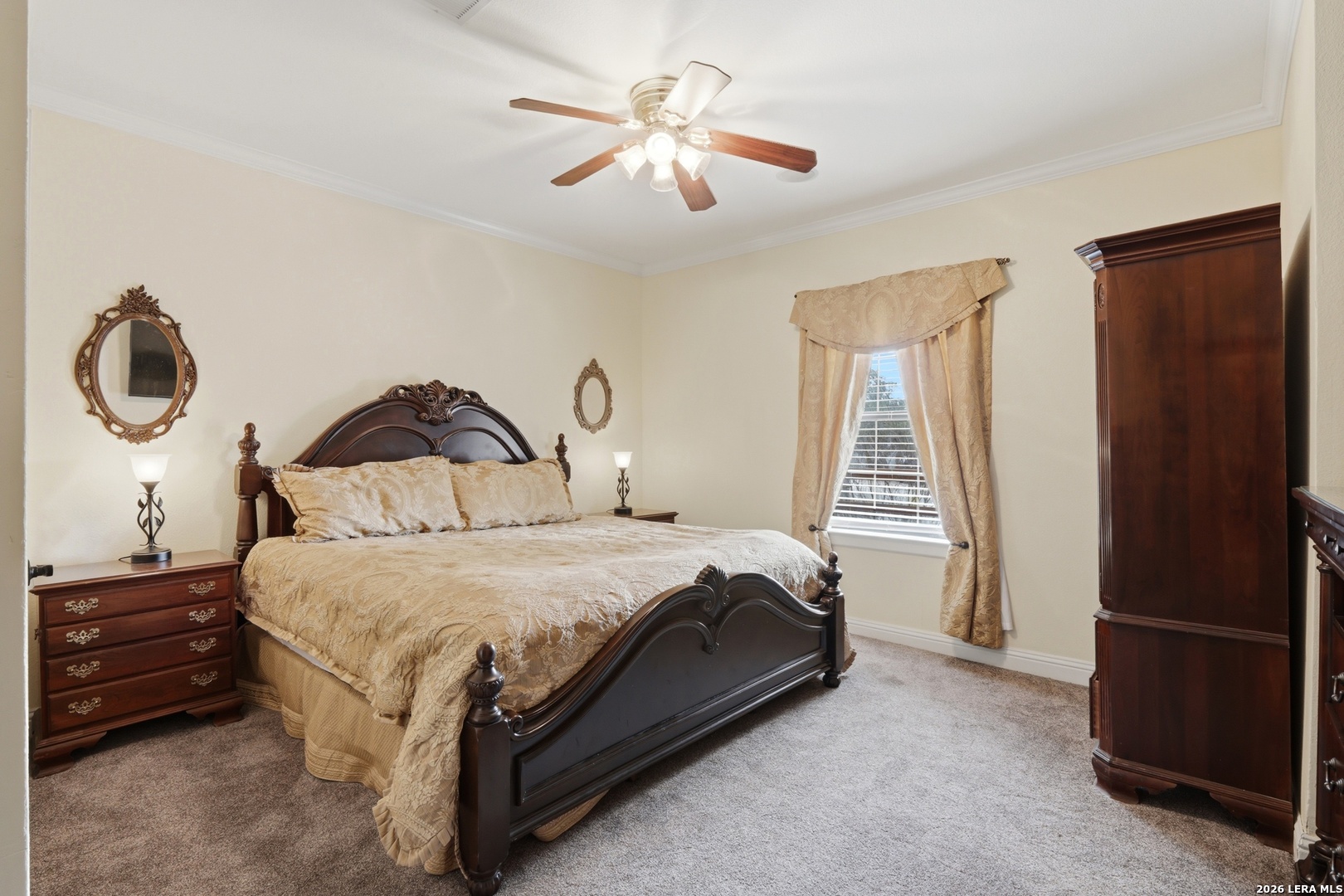 423 Las Hadas Spring Branch, TX 78070 - Photo 14 of 29 a bedroom with a bed and a chandelier