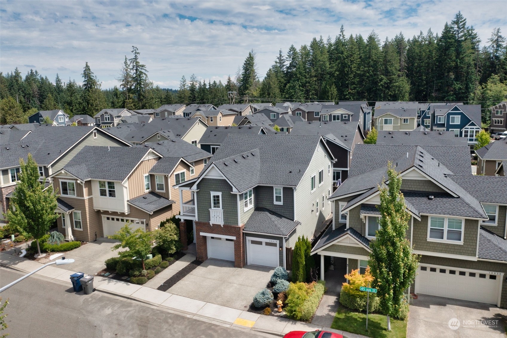 18619 45th Avenue Southeast Bothell, WA 98012 - Photo 34 of 38 a aerial view of a house with a yard and potted plants