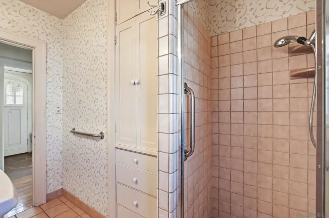 a bathroom with a shower