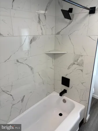 a bathroom with a bathtub