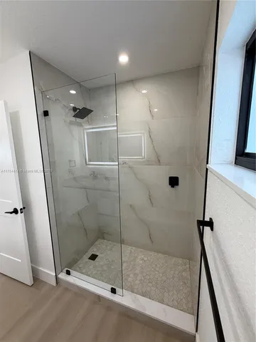 a bathroom with a shower
