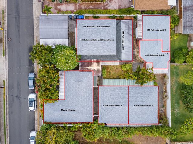 an aerial view of a house