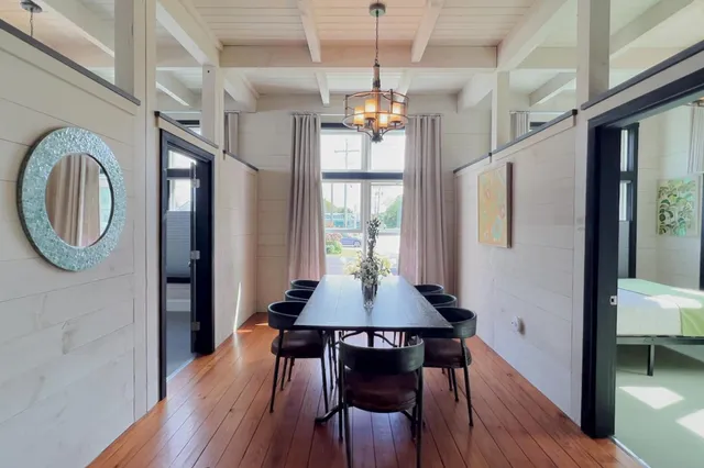 a view of a door with a chair