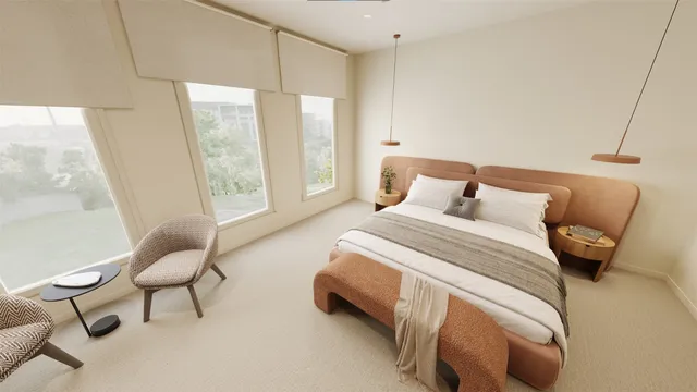 a bathroom with a toilet mirror and vanity