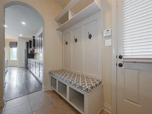 a view of a lake with a garden