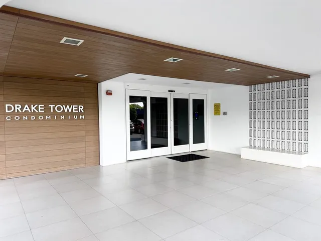 a view of an entrance door of the building