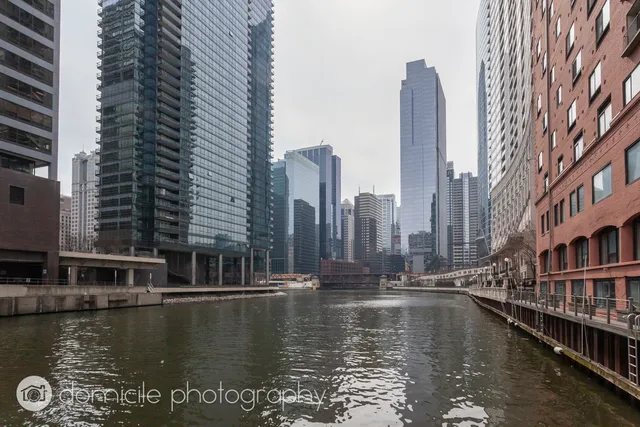 a view of tall buildings