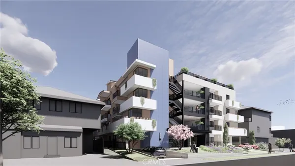 a front view of a building with street view