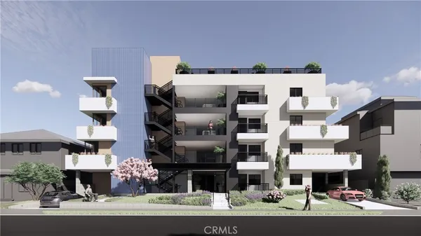 a front view of a building with street view