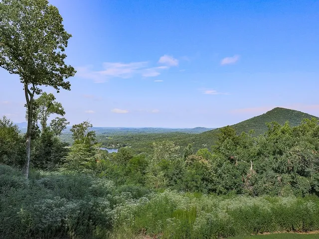 a view of a house with a yard fire pit and a park