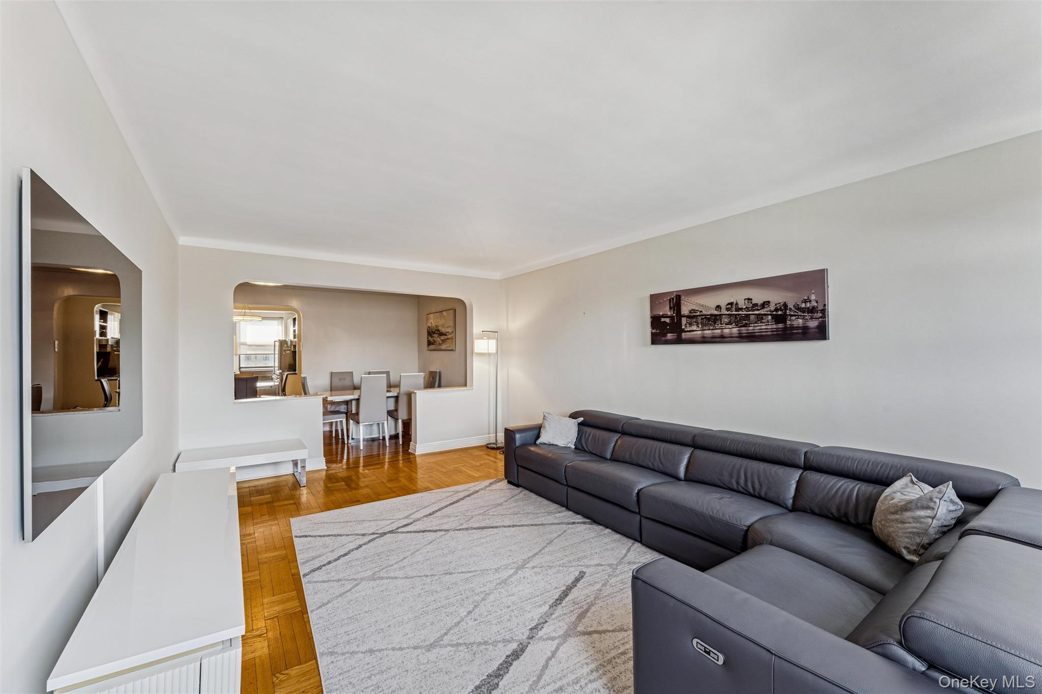 84-51 Beverly Road, Unit 6R Queens, NY 11415 - Photo 4 of 19 a living room with furniture and a flat screen tv