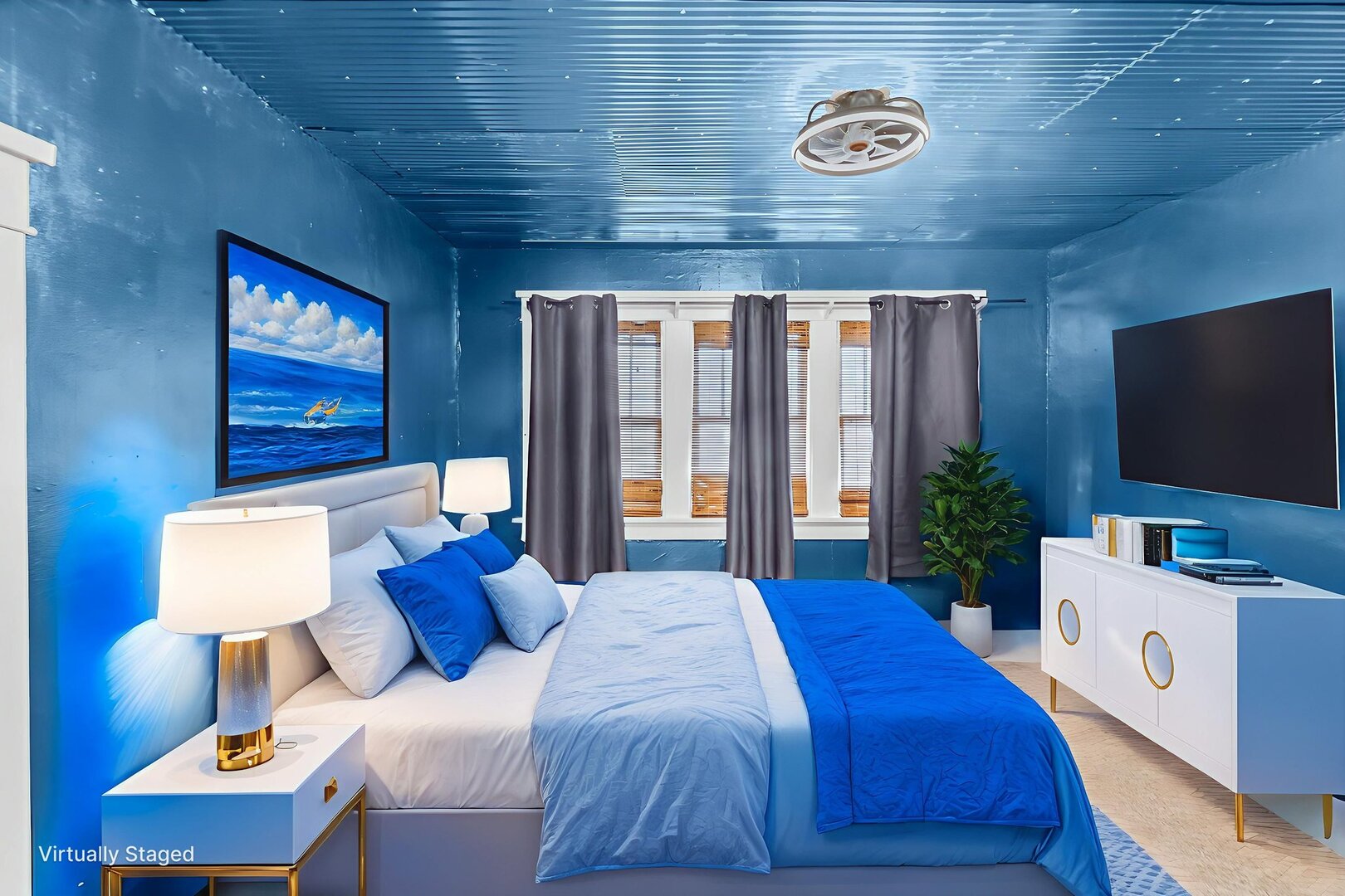 527 East 4th Street Centralia, IL 62801 - Photo 26 of 39 a bedroom with a bed and a flat screen tv