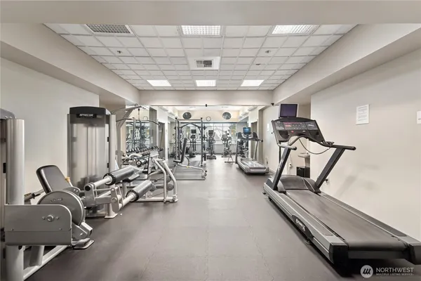 a view of a room with gym equipment