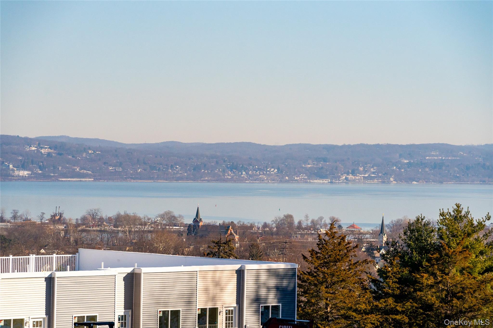 a view of lake and mountain