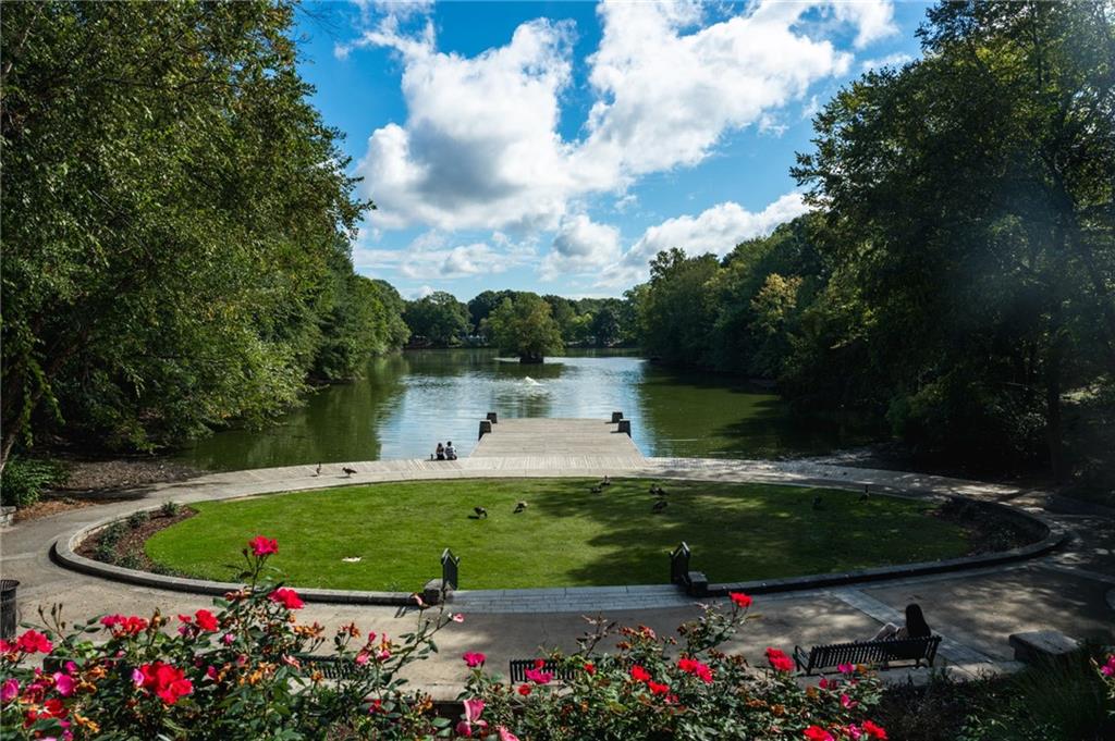 1029 Piedmont Avenue Northeast, Unit 303 Atlanta, GA 30309 - Photo 37 of 44 a view of a garden with a lake
