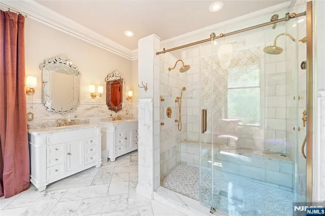 a bedroom with a bed and a walk in closet