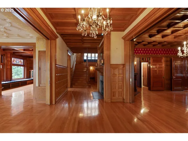 a view of gallery with wooden floor