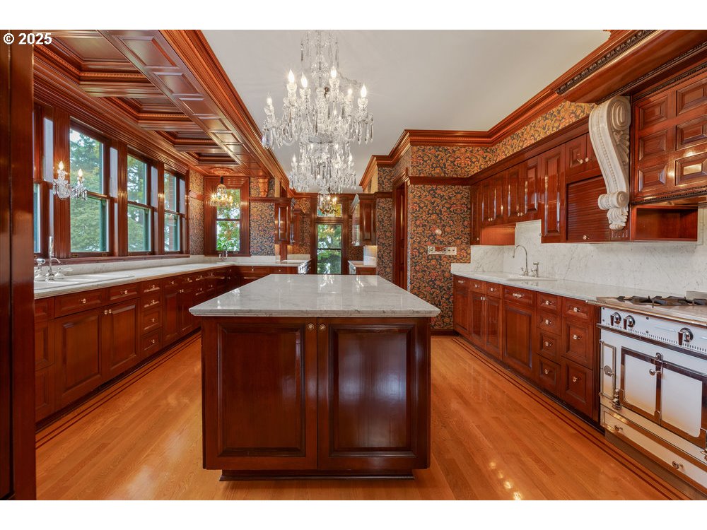 1816 Southwest Hawthorne Terrace Portland, OR 97201 - Photo 29 of 48 a kitchen with stainless steel appliances granite countertop a stove a sink dishwasher and cabinets with wooden floor