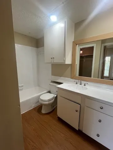 a bathroom with a toilet a sink and bathtub