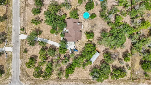 an aerial view of a house