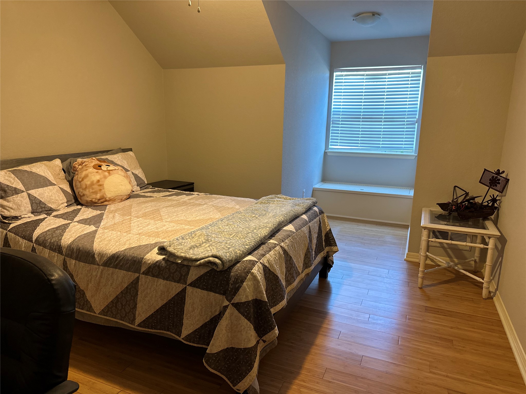 13615 Copperleaf Trail Manchaca, TX 78652 - Photo 28 of 39 Bedroom featuring light wood-style floors and vaulted ceiling