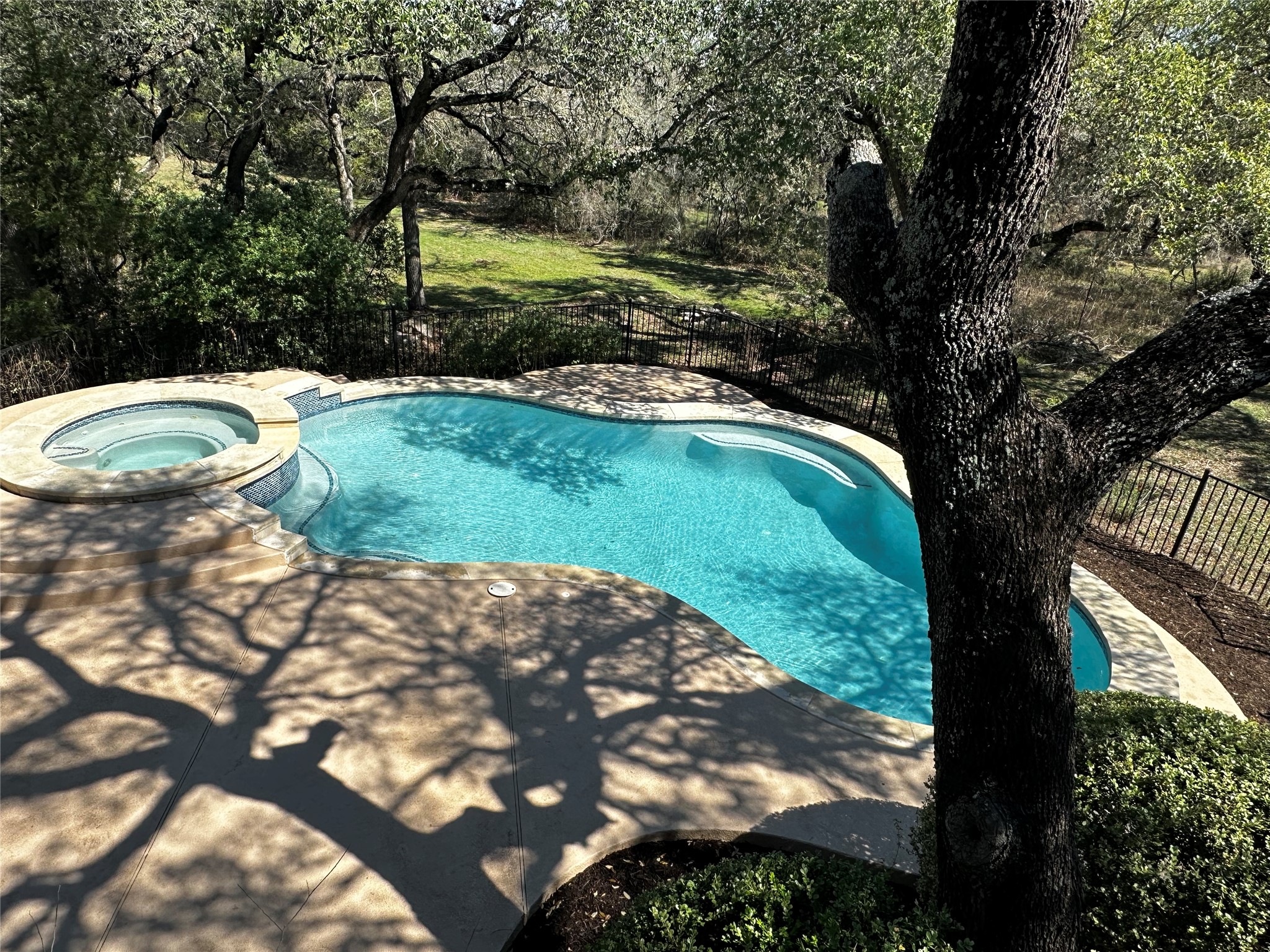 13615 Copperleaf Trail Manchaca, TX 78652 - Photo 36 of 39 Integrated pool / hot tub featuring a fenced backyard and a patio