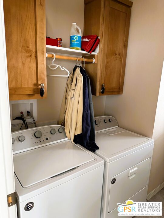 17640 Corkill Road, Unit 37 Desert Hot Springs, CA 92241 - Photo 22 of 35 a utility room with dryer and washer