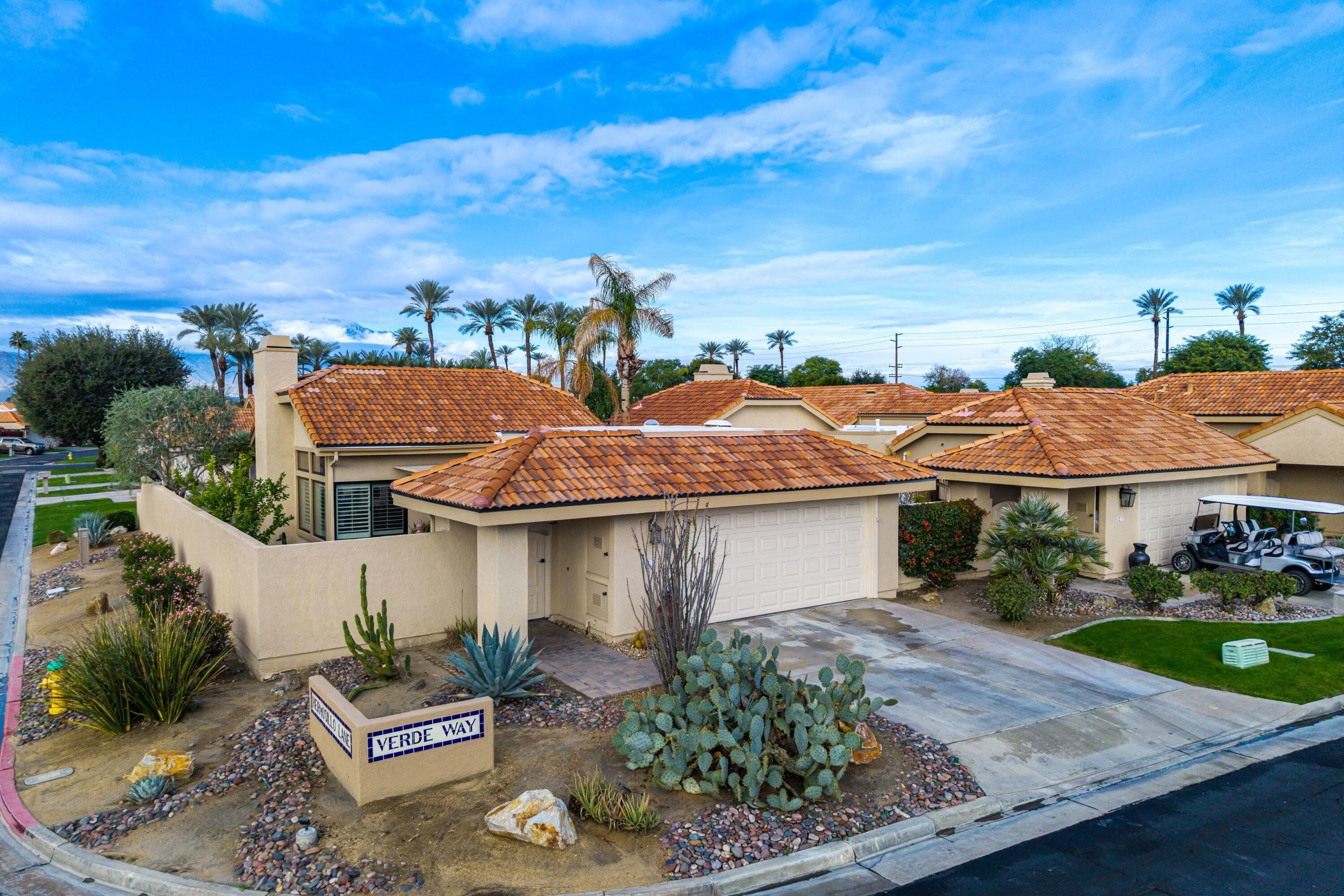 29 Verde Way Palm Desert, CA 92260 - Photo 33 of 43 an aerial view of a house with swimming pool garden and outdoor seating