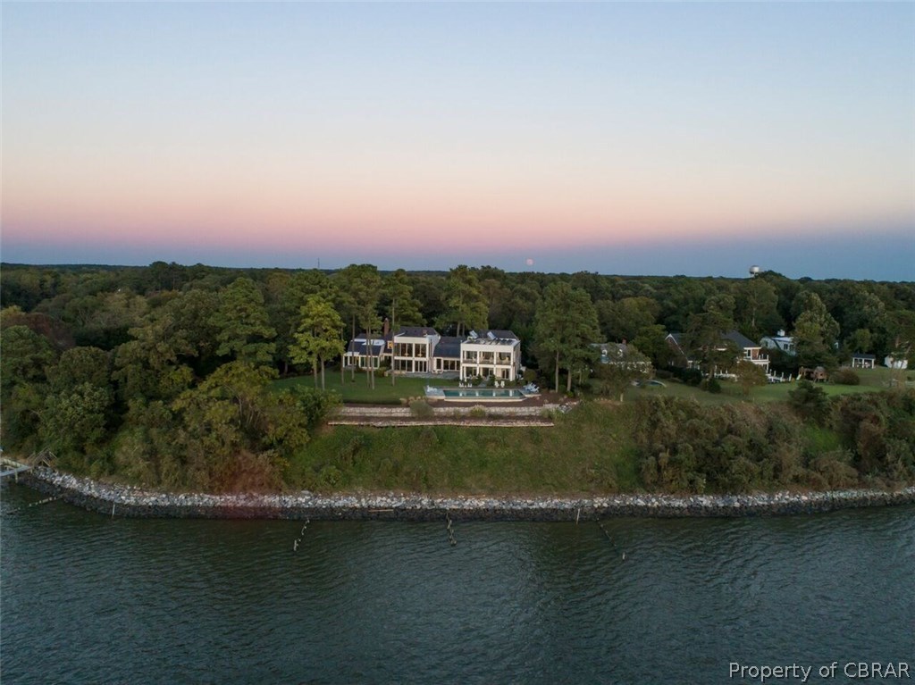 1744 Tyndall Point Road Gloucester Point, VA 23062 - Photo 3 of 47 Ariel view of the home along with massive river front and bay access.