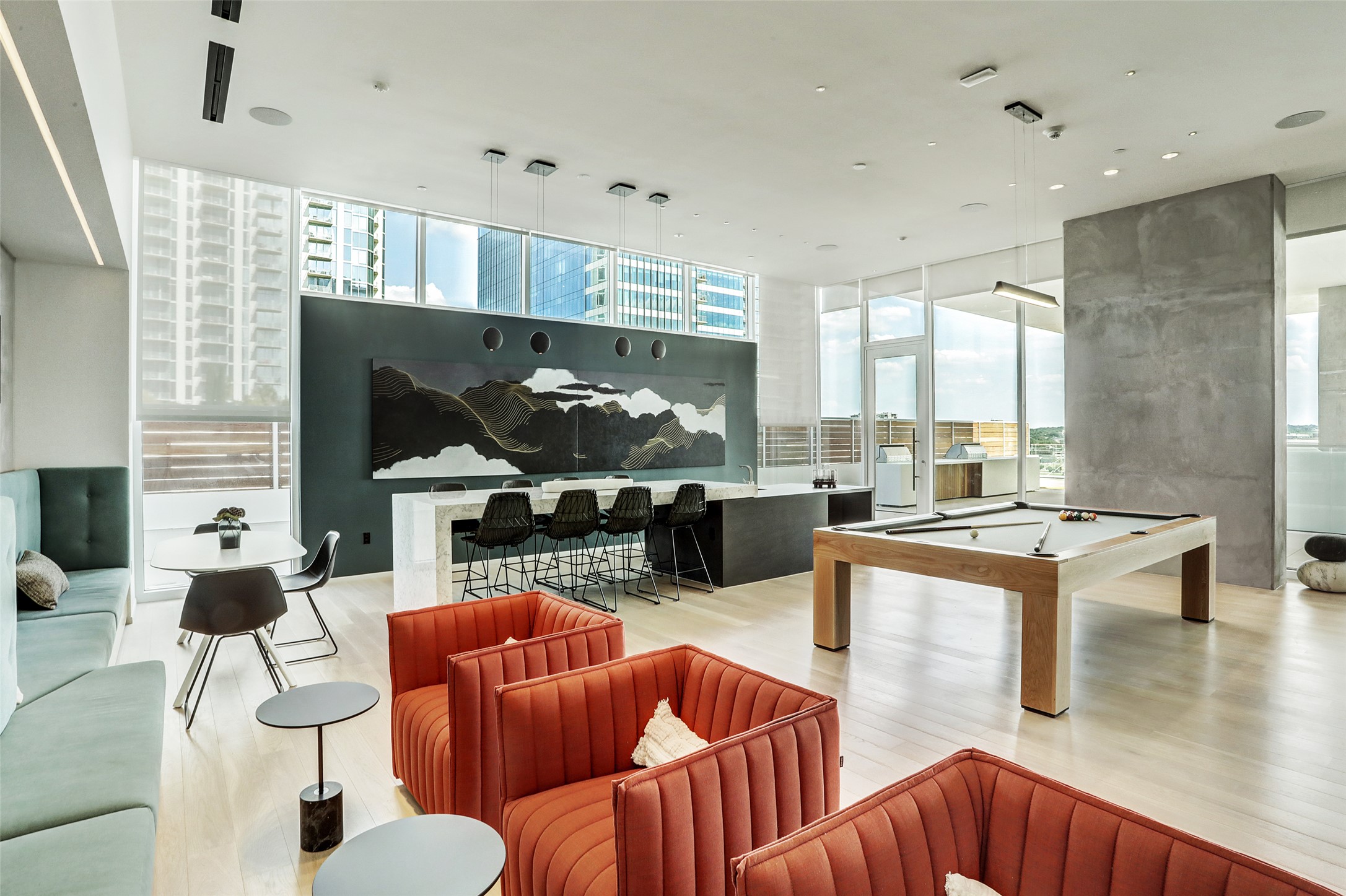 301 West Avenue, Unit 5002 Austin, TX 78701 - Photo 28 of 39 a living room with furniture and a flat screen tv