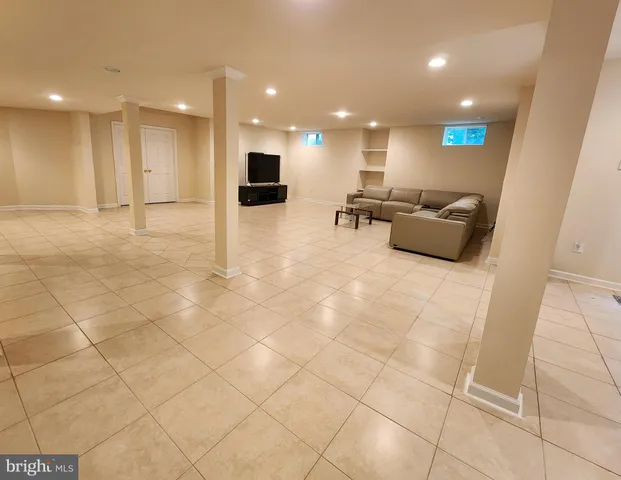 an empty room with a projector